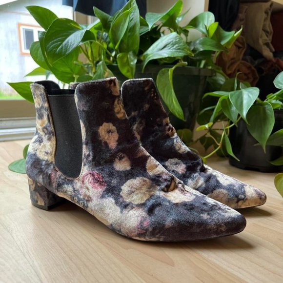 Floral Velvet Chelsea Boot - Picture 1 of 4
